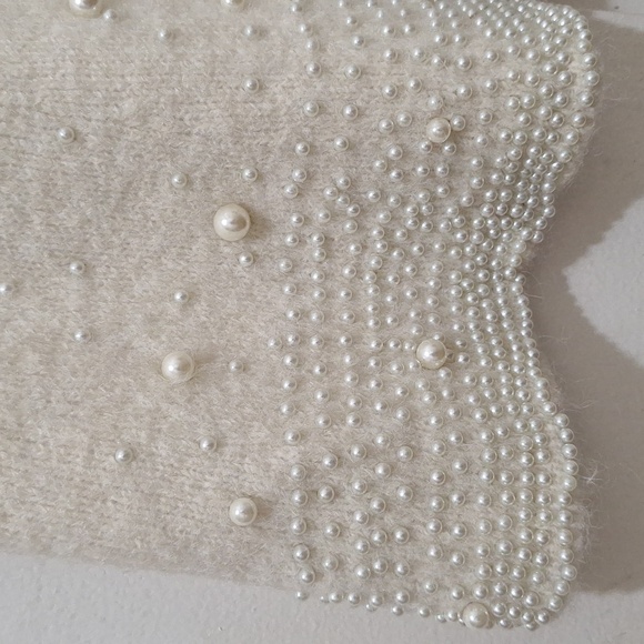 NWT ECRU BEIGE CREAM PEARL KNIT MINI SKIRT - Picture 8 of 10